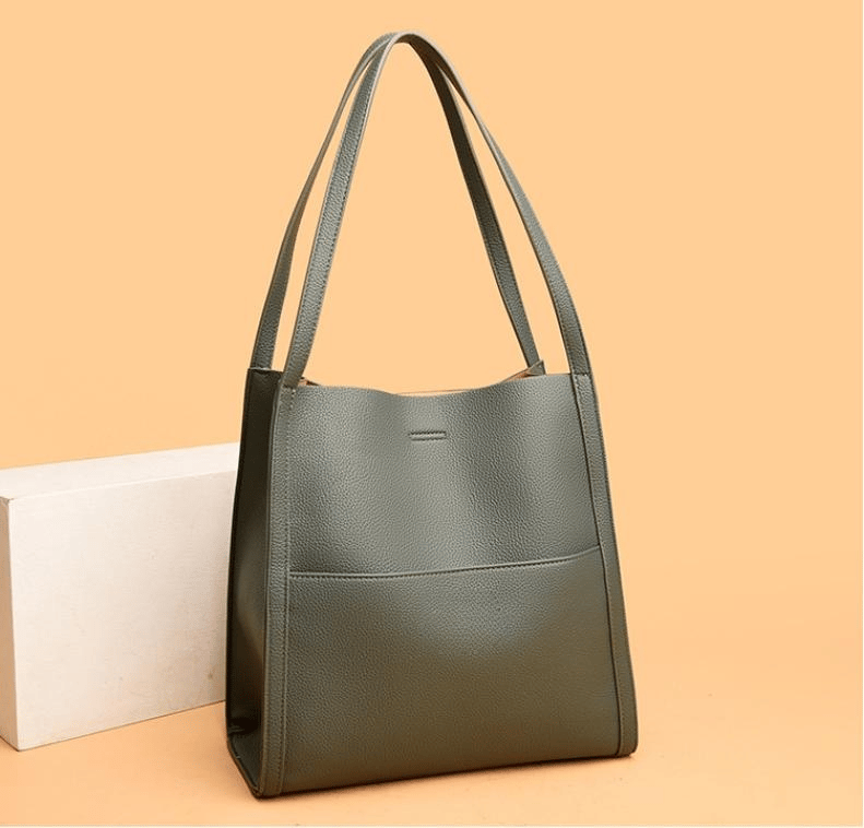 ⏰Solid color simple genuine leather shoulder bag